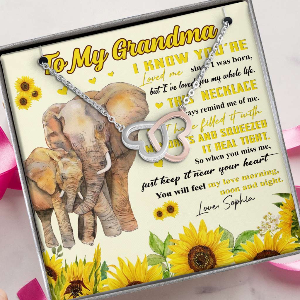 Je t'aime depuis toujours - Collier personnalisé « Je t'aime ma grand-mère » avec deux cœurs, pour la fête des mères