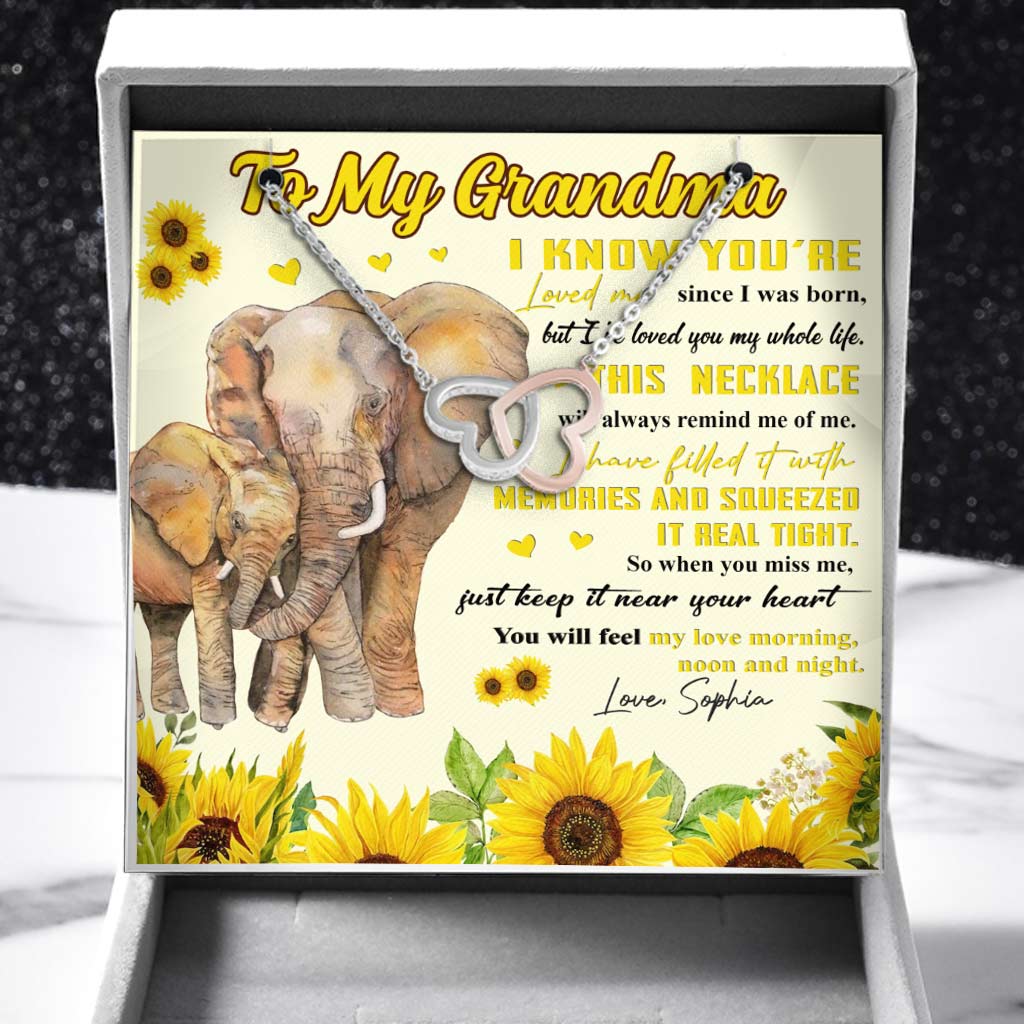 Je t'aime depuis toujours - Collier personnalisé « Je t'aime ma grand-mère » avec deux cœurs, pour la fête des mères