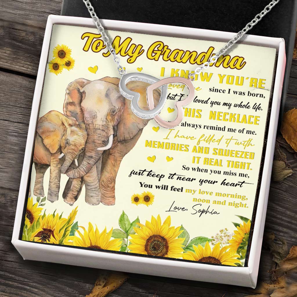 Je t'aime depuis toujours - Collier personnalisé « Je t'aime ma grand-mère » avec deux cœurs, pour la fête des mères