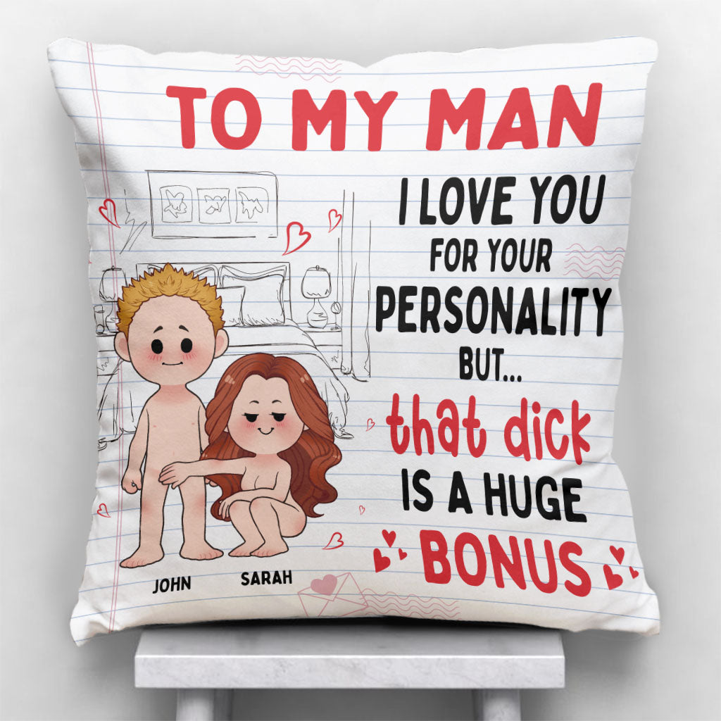 Je t'aime pour ta personnalité - Coussin décoratif personnalisé pour couple