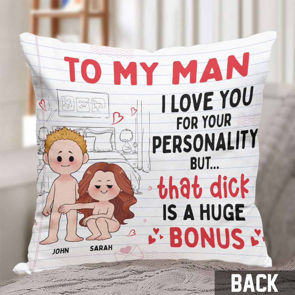 Je t'aime pour ta personnalité - Coussin décoratif personnalisé pour couple