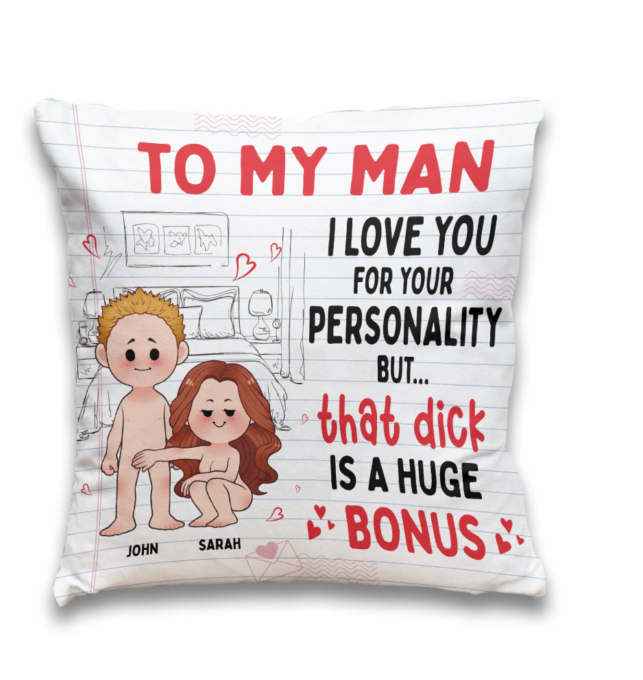 Je t'aime pour ta personnalité - Coussin décoratif personnalisé pour couple