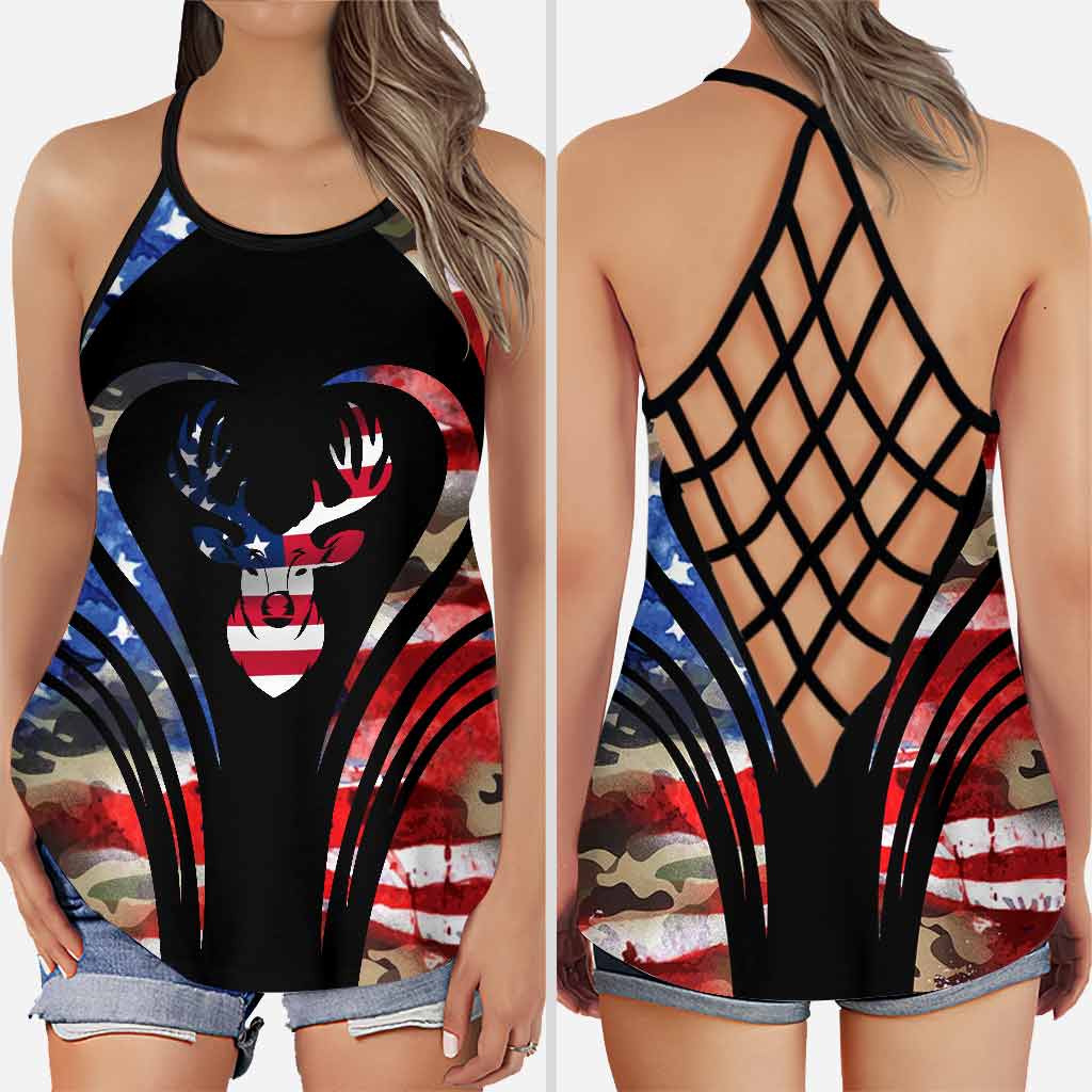 The 4th Of July Hunting - Independence Day Cross Tank Top and Leggings