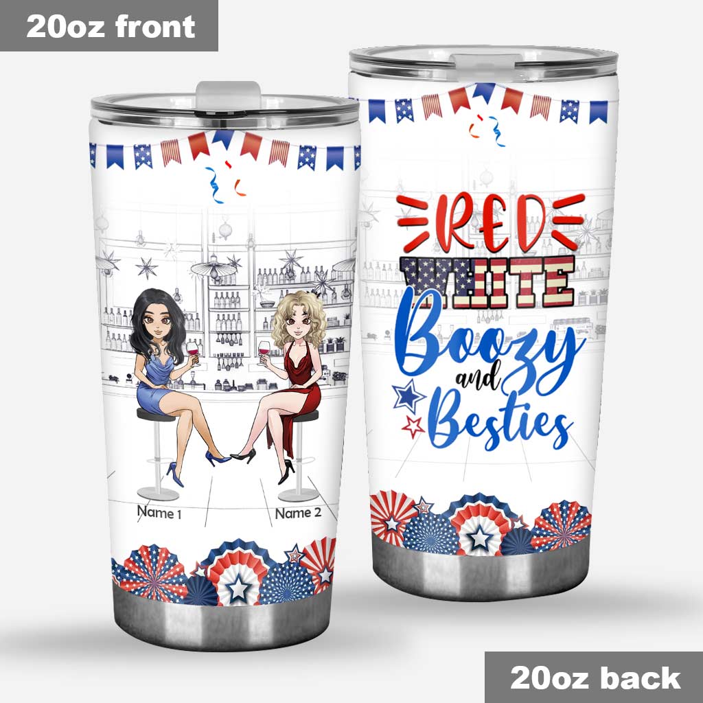 Rouge, blanc et alcoolisé - Gobelet personnalisé pour la fête de l'Indépendance - Meilleure amie