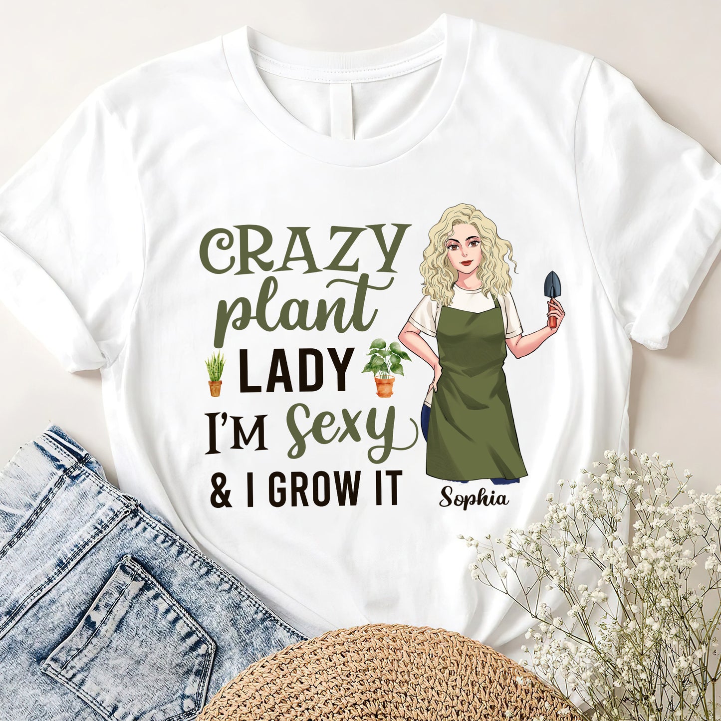 T-shirt et sweat à capuche personnalisés « Folle de plantes »
