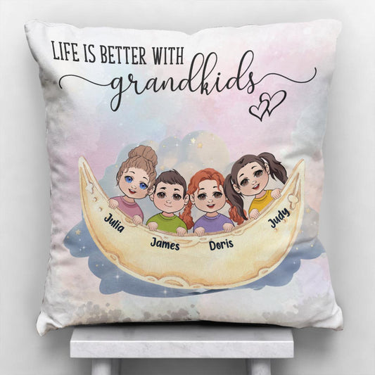 Life Is Better With Grandkids - Personalized Grandma Throw Pillow