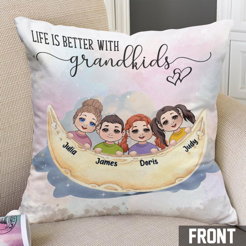 La vie est plus belle avec des petits-enfants - Coussin décoratif personnalisé pour grand-mère