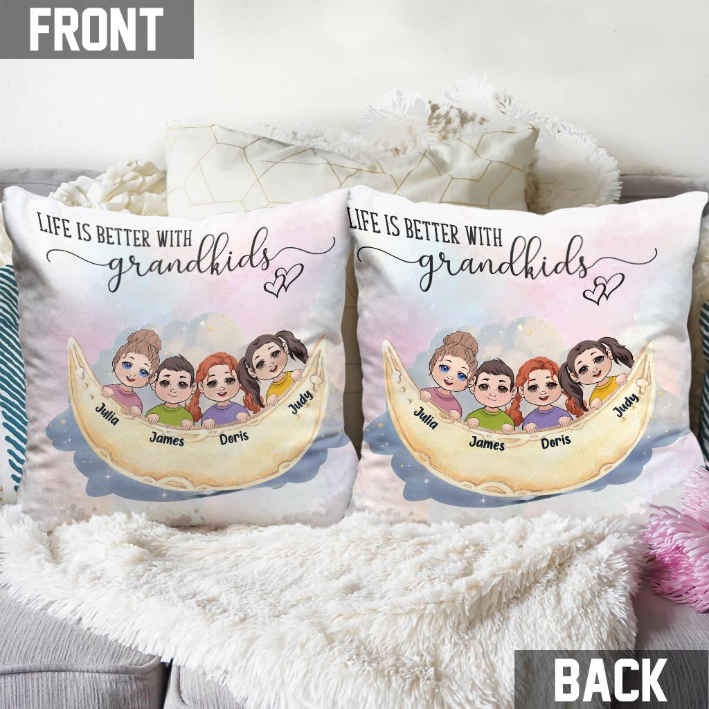 La vie est plus belle avec des petits-enfants - Coussin décoratif personnalisé pour grand-mère