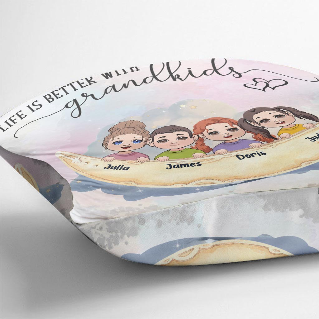 La vie est plus belle avec des petits-enfants - Coussin décoratif personnalisé pour grand-mère
