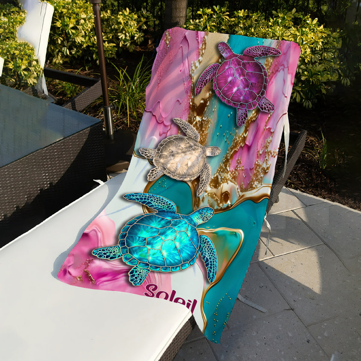 Serviette de plage personnalisée « Beach Please » pour amoureux de la mer