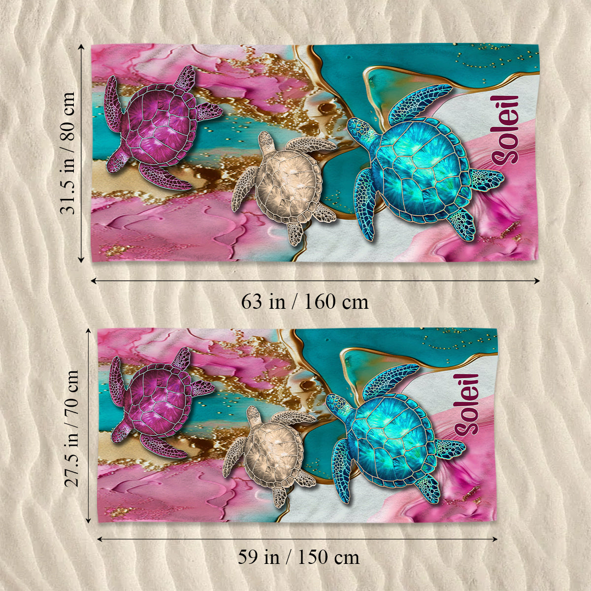 Serviette de plage personnalisée « Beach Please » pour amoureux de la mer