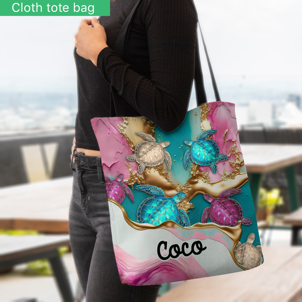 Beach Please - Sac fourre-tout personnalisé en forme de tortue