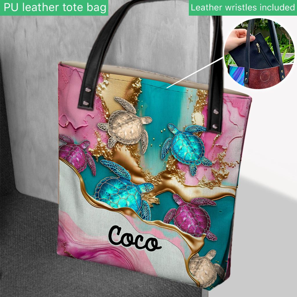 Beach Please - Sac fourre-tout personnalisé en forme de tortue
