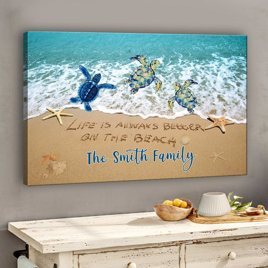La vie est plus belle à la plage - Toile et affiche personnalisées pour les amoureux de la mer