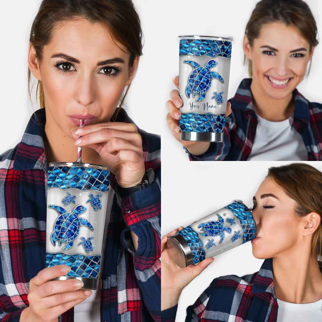 Gobelet personnalisé Salty Lil Beach Blue - Motif tortue