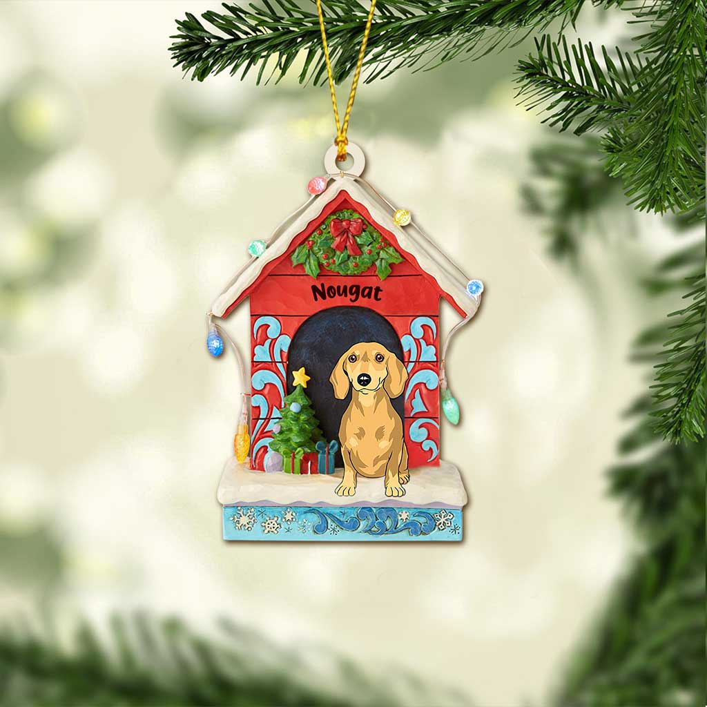 J'aime mon chien - Ornement de Noël transparent personnalisé en forme de chien