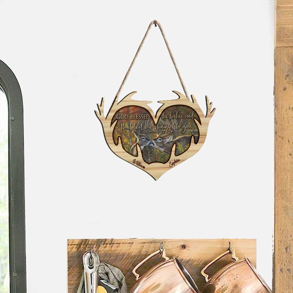 Dieu a béni la route brisée - Panneau en bois personnalisé pour la chasse à Noël