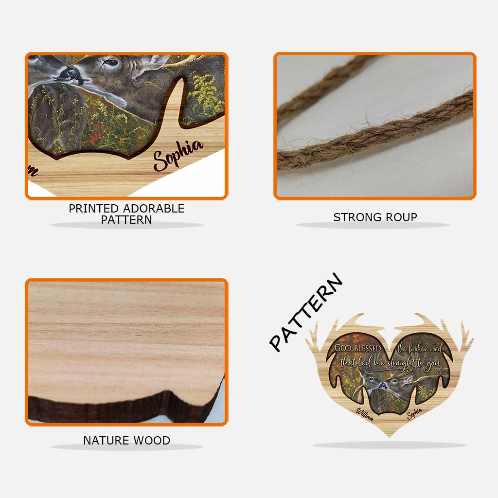 Dieu a béni la route brisée - Panneau en bois personnalisé pour la chasse à Noël