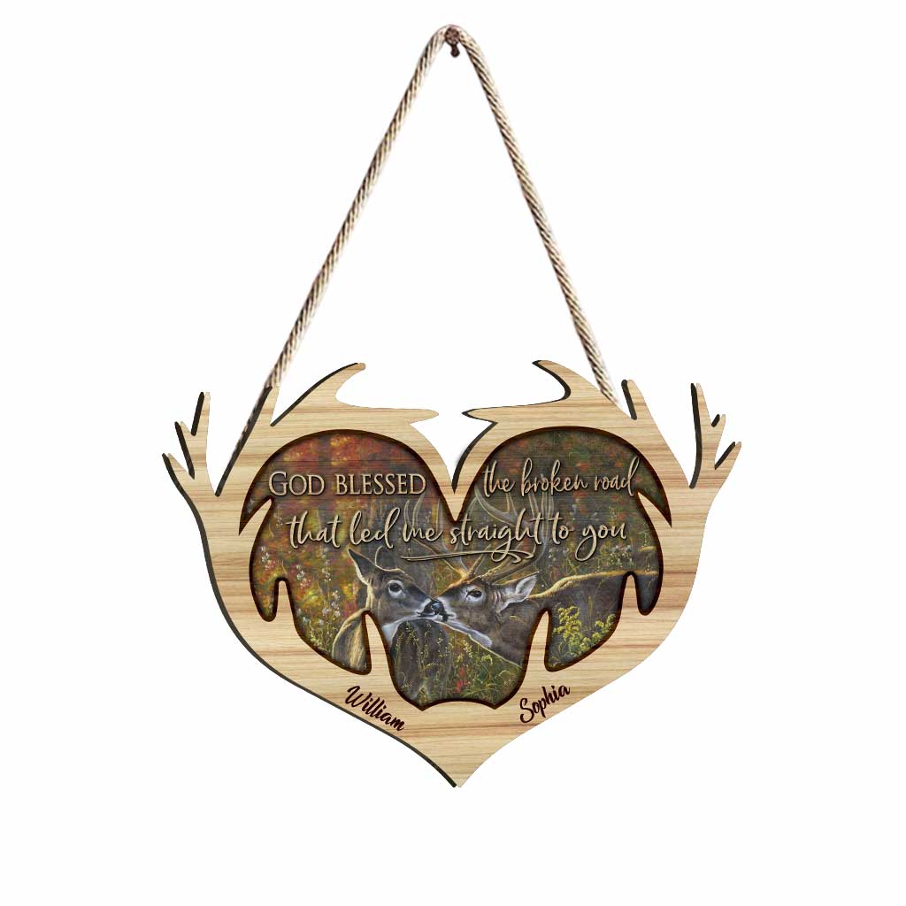 Dieu a béni la route brisée - Panneau en bois personnalisé pour la chasse à Noël
