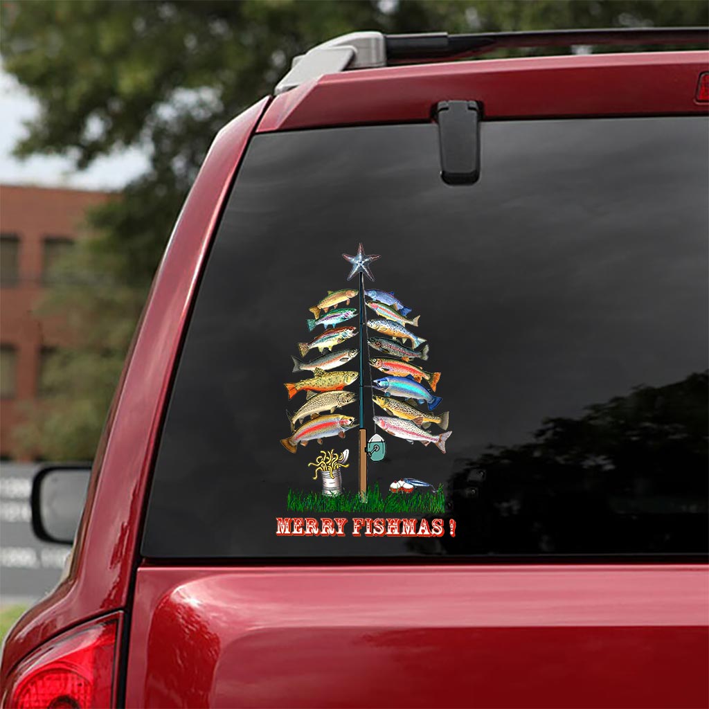 Joyeux Noël des Poissons - Autocollant de Noël pour la pêche