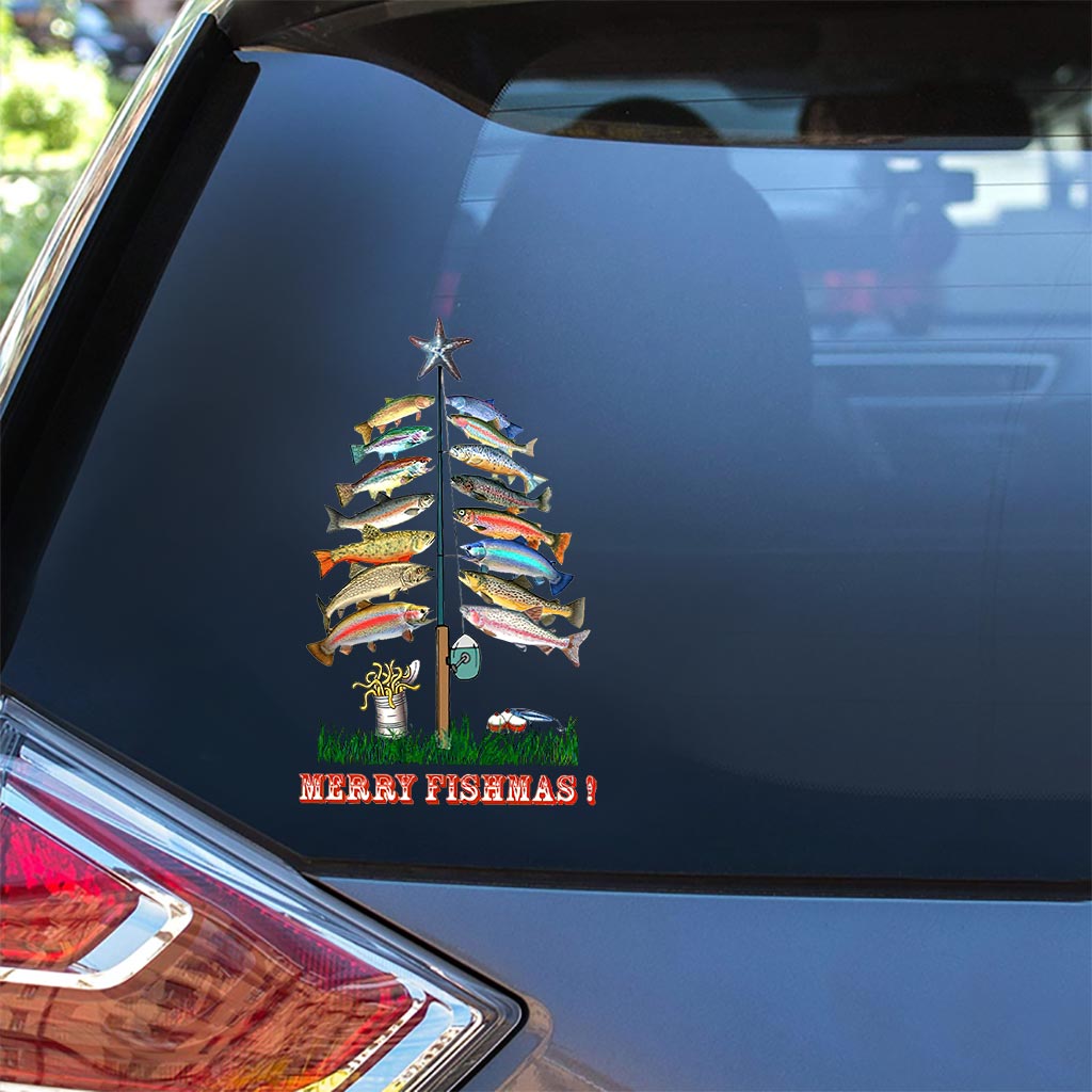 Joyeux Noël des Poissons - Autocollant de Noël pour la pêche