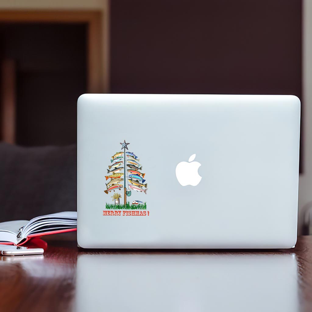 Joyeux Noël des Poissons - Autocollant de Noël pour la pêche