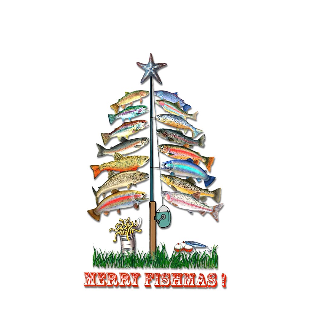 Joyeux Noël des Poissons - Autocollant de Noël pour la pêche