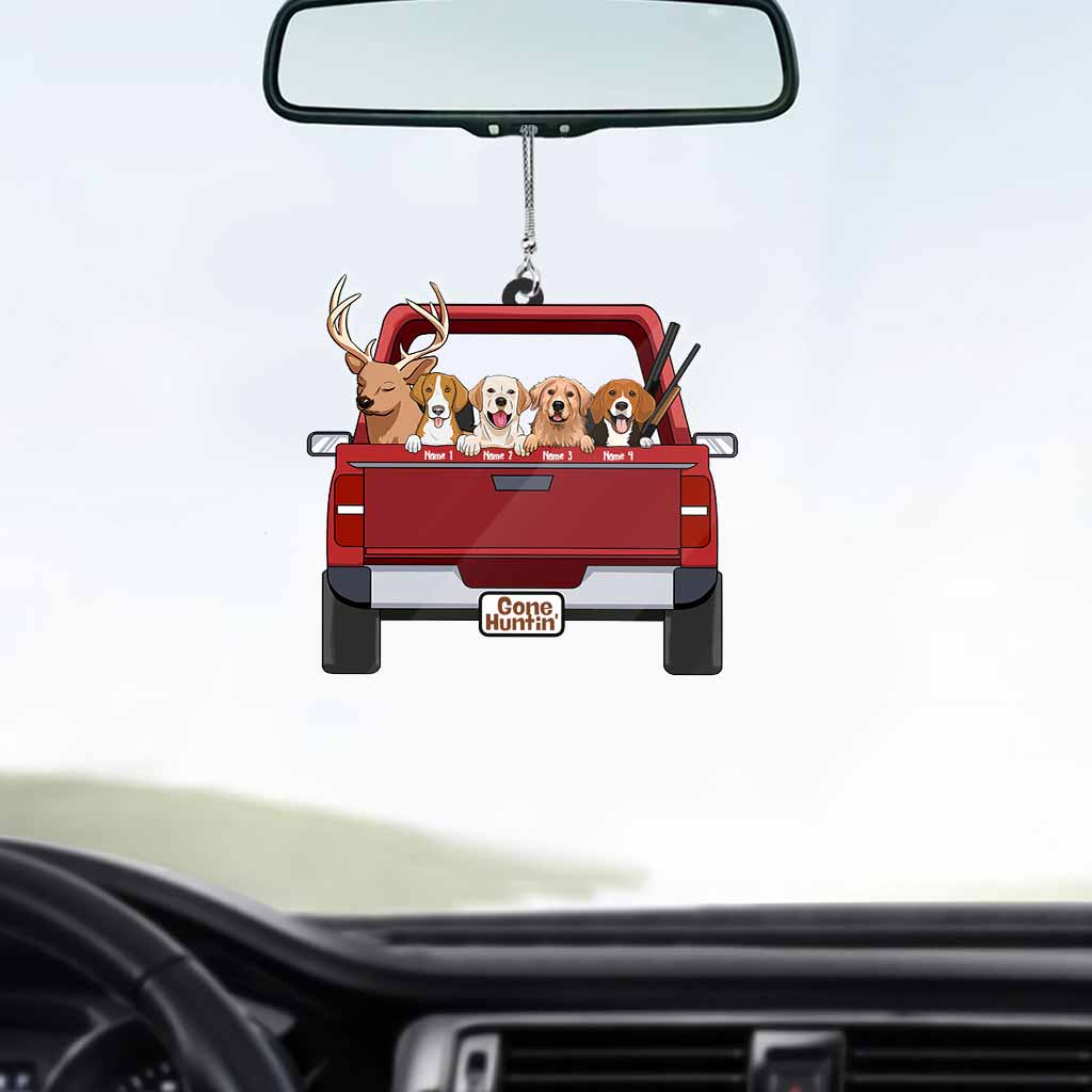 Partie chasser avec mes chiens - Ornement de voiture transparent personnalisé