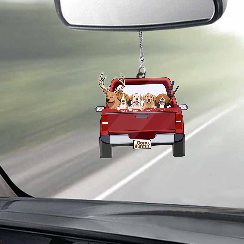 Partie chasser avec mes chiens - Ornement de voiture transparent personnalisé