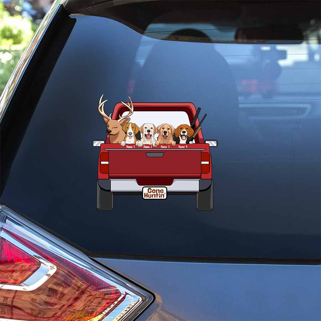 Parti chasser avec mes chiens - Autocollant personnalisé complet