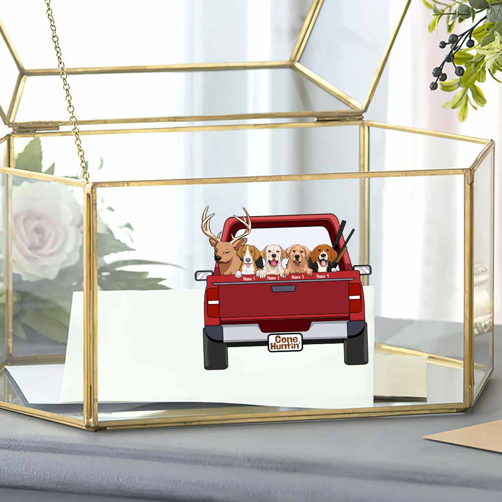 Parti chasser avec mes chiens - Autocollant personnalisé complet