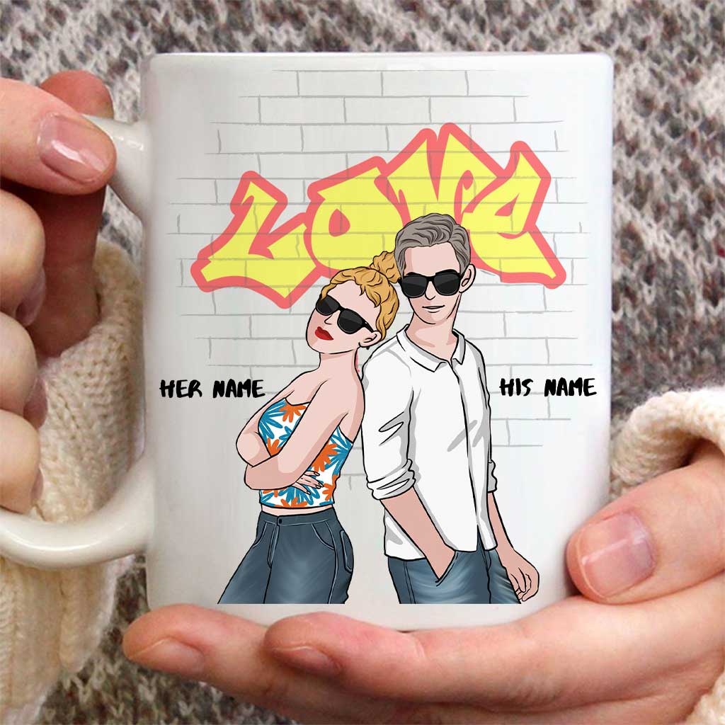 Je suis à toi. Ni retour ni remboursement. Mug personnalisé pour couple.