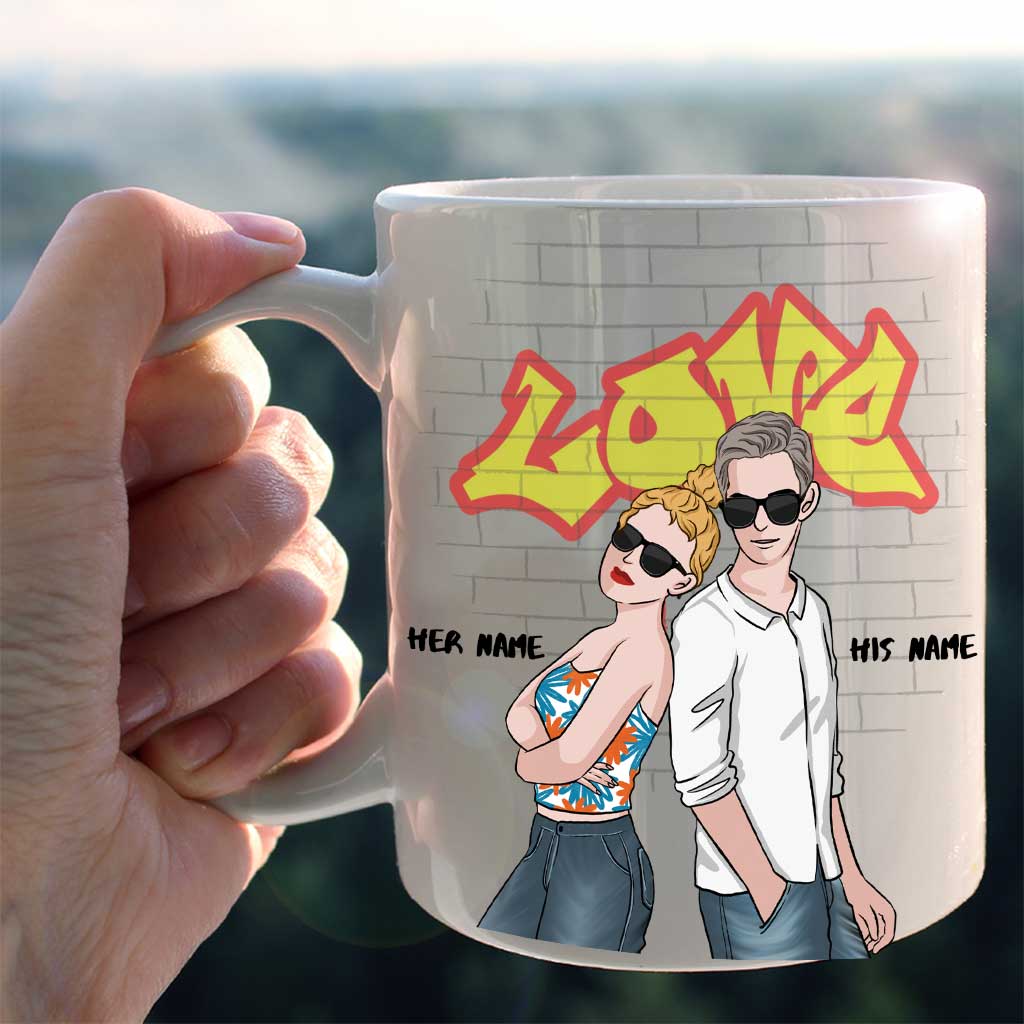 Je suis à toi. Ni retour ni remboursement. Mug personnalisé pour couple.