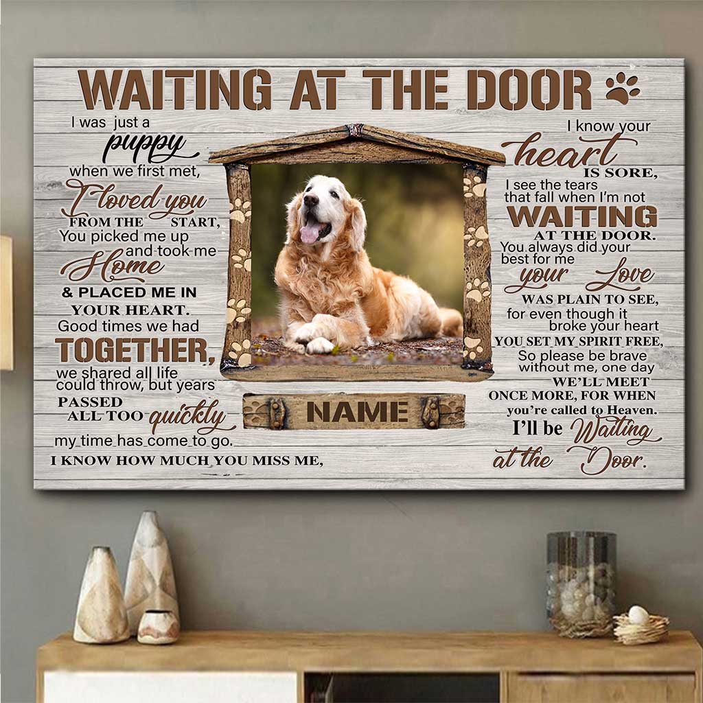 Attendre à la porte - Toile et affiche personnalisées pour chien