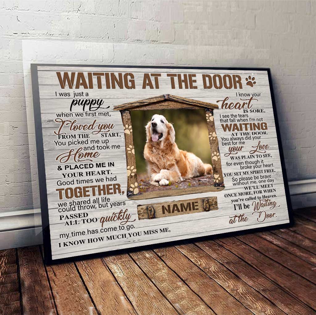 Attendre à la porte - Toile et affiche personnalisées pour chien