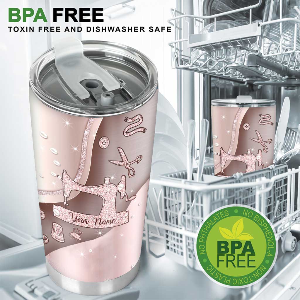 Gobelet isotherme personnalisé « J’adore coudre »