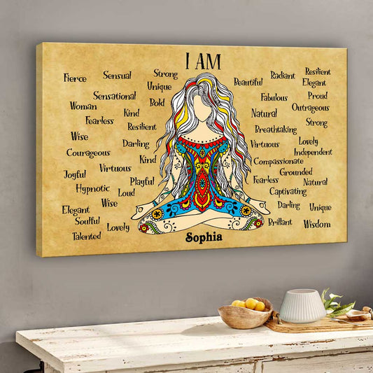 Je suis - Toile et affiche de yoga personnalisées