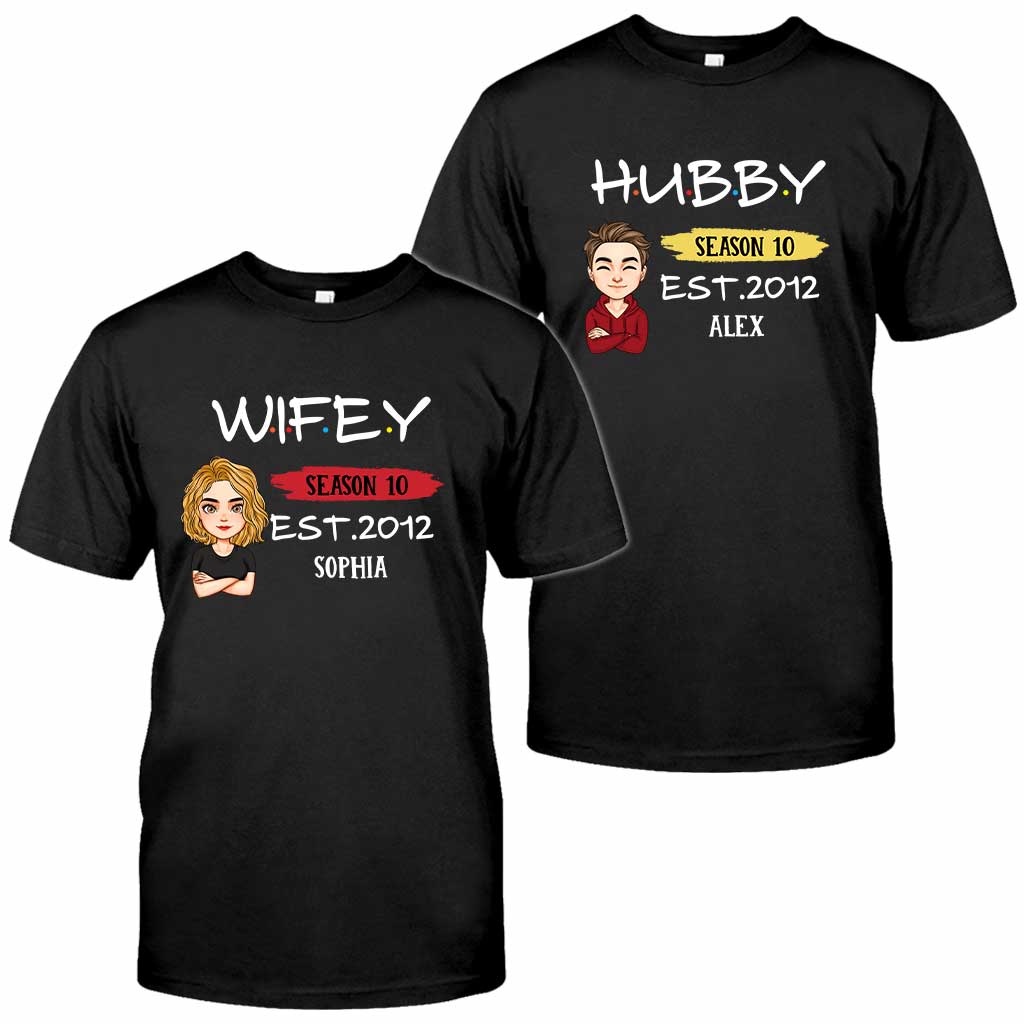 T-shirt et sweat à capuche personnalisés pour couples « Husby Wifey »