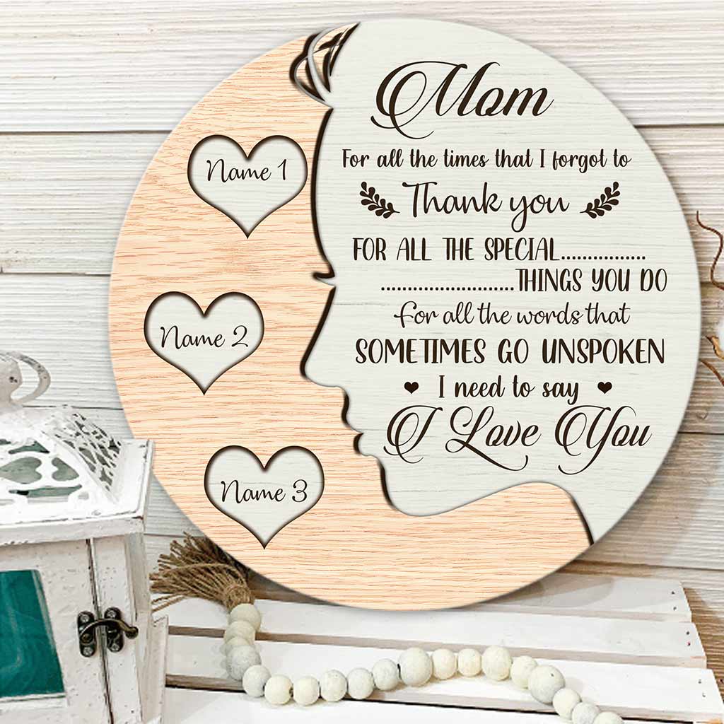 Je t'aime maman - Panneau rond en bois personnalisé pour la fête des mères avec motif 3D