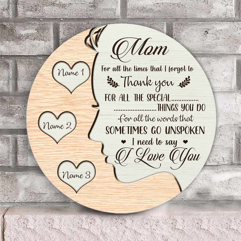 Je t'aime maman - Panneau rond en bois personnalisé pour la fête des mères avec motif 3D