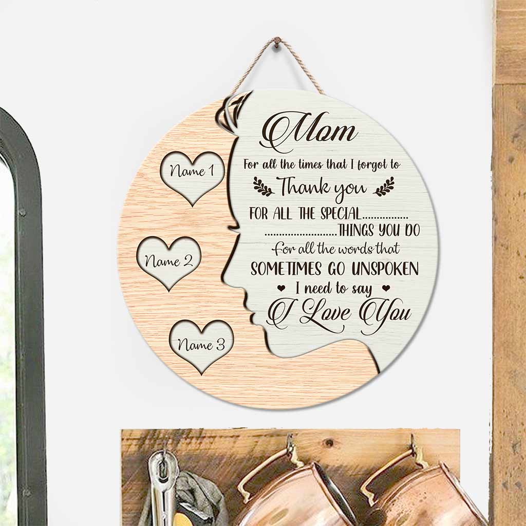 Je t'aime maman - Panneau rond en bois personnalisé pour la fête des mères avec motif 3D
