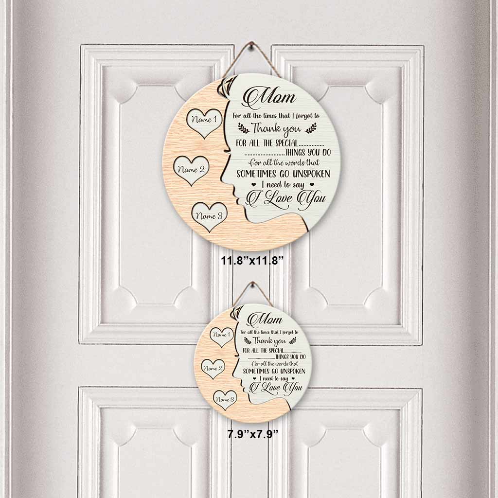 Je t'aime maman - Panneau rond en bois personnalisé pour la fête des mères avec motif 3D