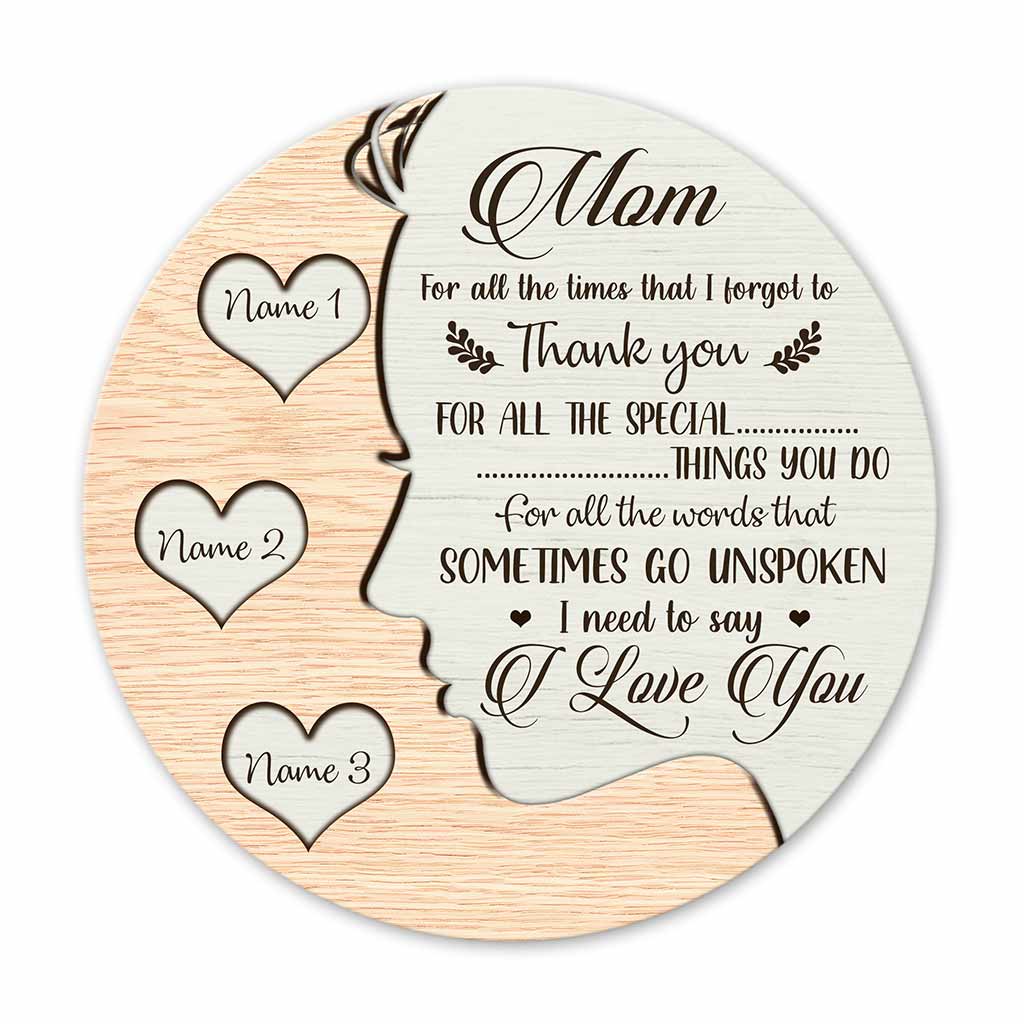 Je t'aime maman - Panneau rond en bois personnalisé pour la fête des mères avec motif 3D