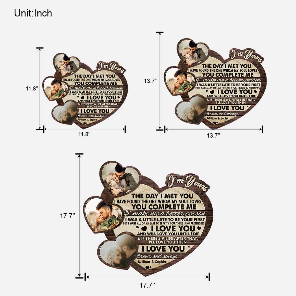 Je suis à toi - Panneau en bois personnalisé pour couple