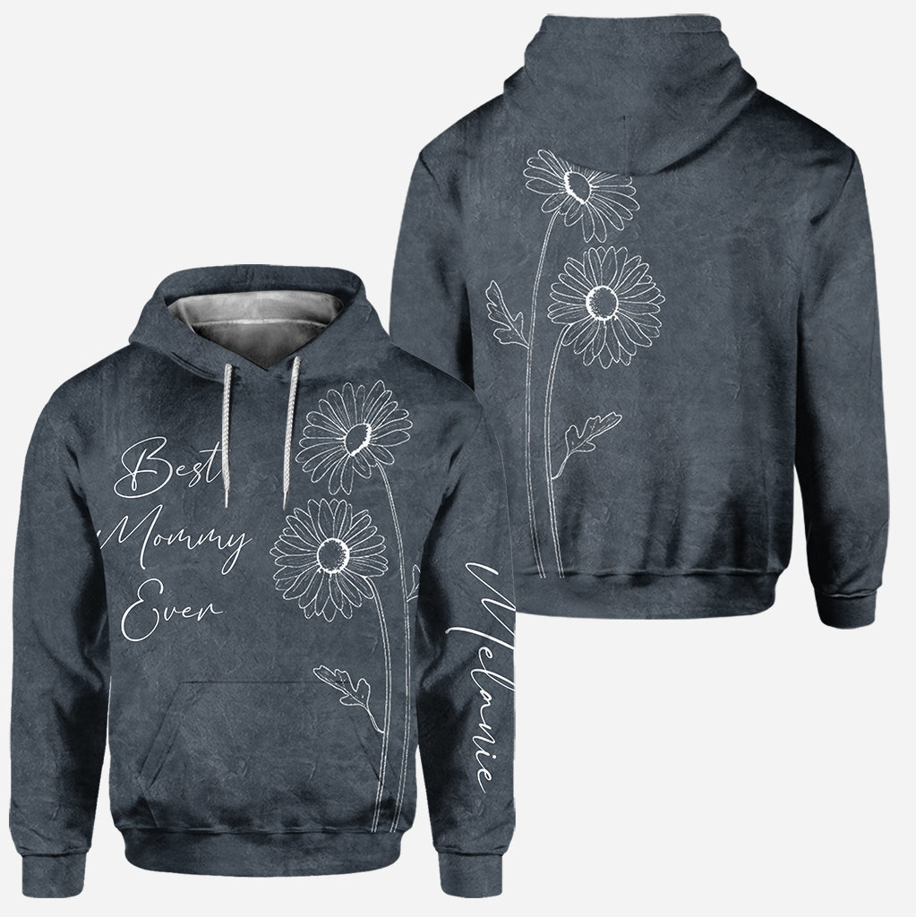 Meilleure maman, grand-mère, fleur de naissance - Sweat à capuche et legging personnalisés pour la fête des mères