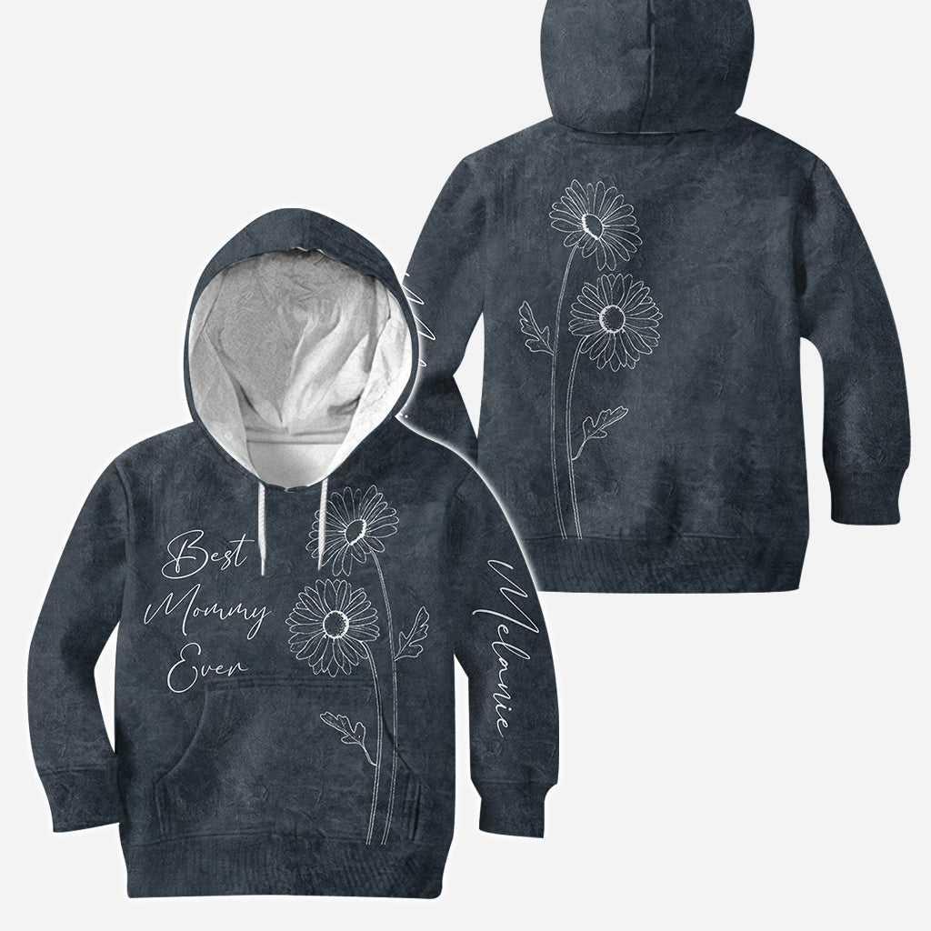 Meilleure maman, grand-mère, fleur de naissance - Sweat à capuche et legging personnalisés pour la fête des mères