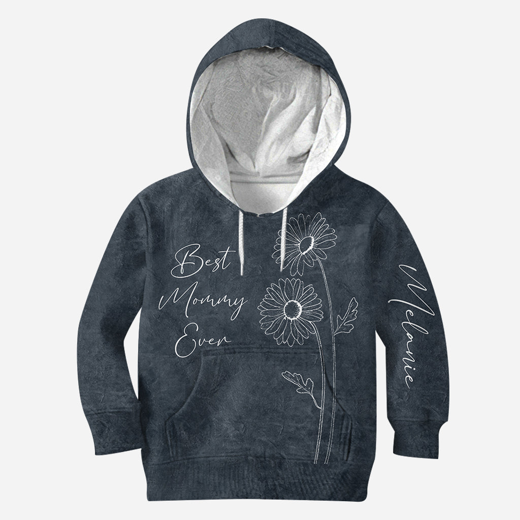 Meilleure maman, grand-mère, fleur de naissance - Sweat à capuche et legging personnalisés pour la fête des mères