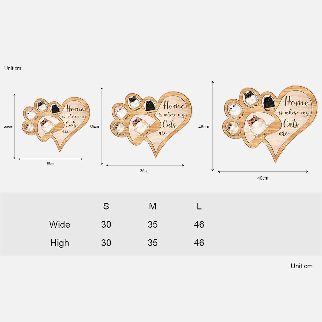 « La maison, c'est là où sont mes chats » - Panneau en bois personnalisé