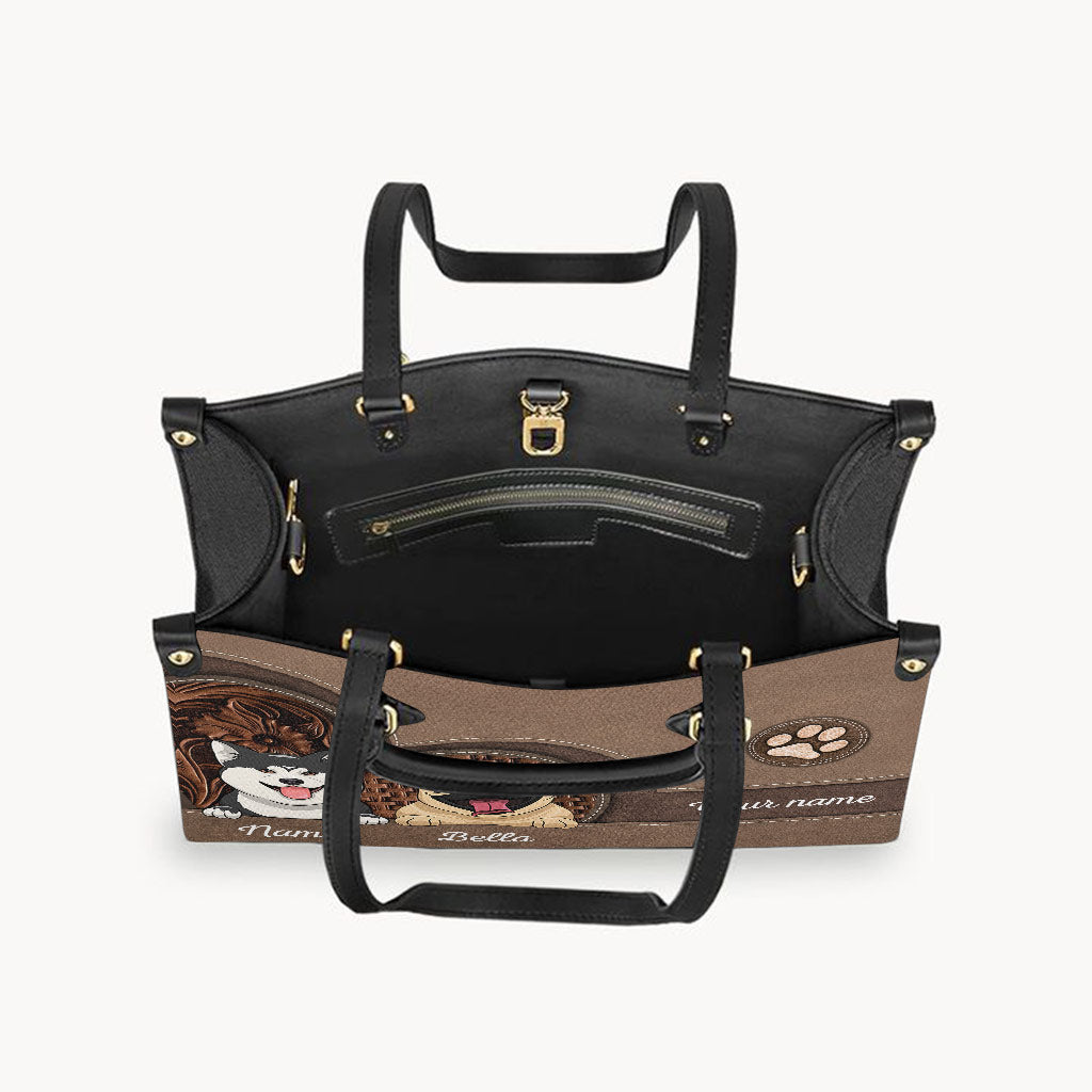Sac à main en cuir personnalisé pour amoureux des chiens