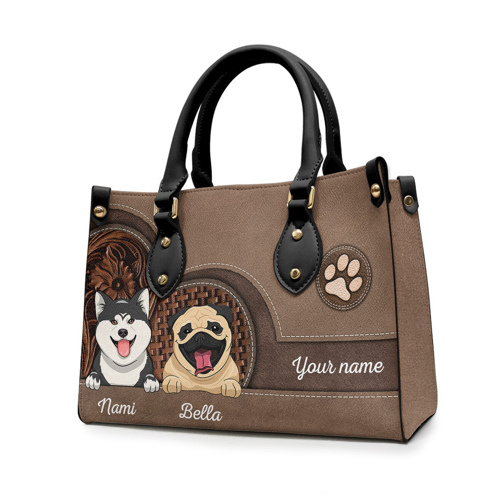 Sac à main en cuir personnalisé pour amoureux des chiens